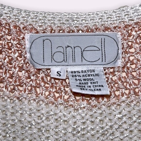 Nannell Vintage Embroidered Flowers Rhinestone Knit Sweater Womens Size Small - Picture 4 of 10